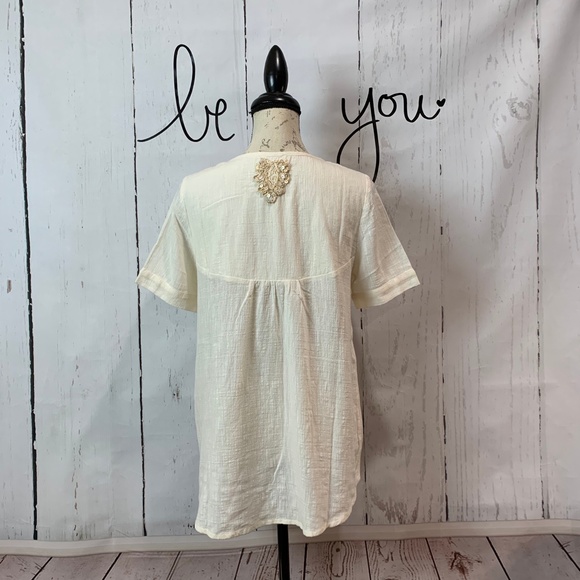 Sundance Sequined Clotilde Tee Small XS Ivory - Picture 8 of 9